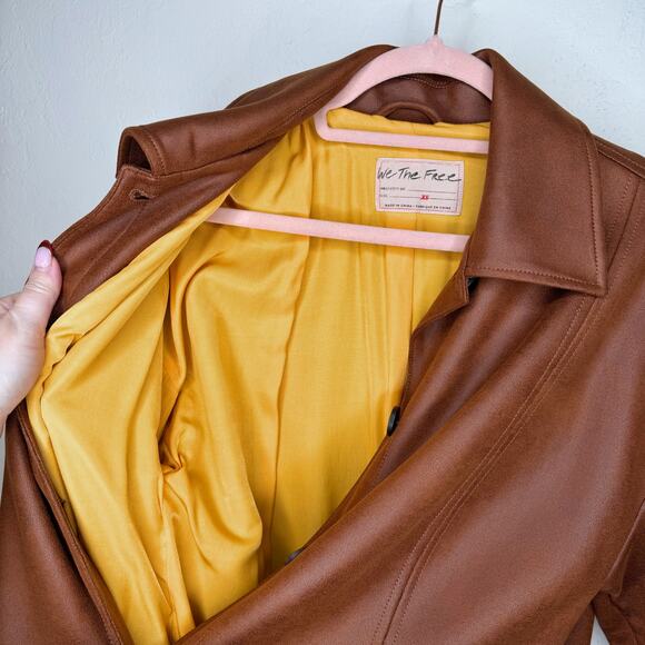 NWOT Free People Carmen Vegan Suede Chutney Long Duster Trench Coat Jacket XS - Picture 11 of 15
